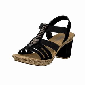 Rieker 66506-00 Sandalen Absatz Damen Schwarz | 397481-KRI