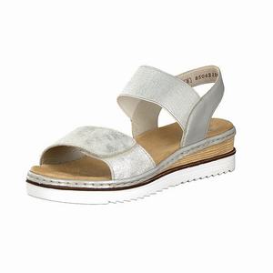 Rieker 67990-90 Plateau Sandalen Damen Silber | 403269-ERO