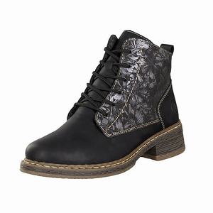 Rieker 73030-00 Schnürstiefel Damen Schwarz | 879234-MWK