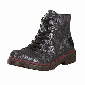 Rieker 76229-90 Schnürstiefel Damen Schwarz | 684950-SUT