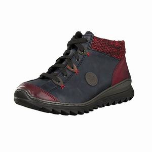 Rieker M62A4-37 Schnürstiefel Damen Blau | 743512-XZT