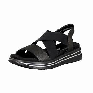 Rieker R2954-02 Plateau Sandalen Damen Schwarz | 156728-IWF