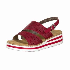 Rieker V0276-33 Plateau Sandalen Damen Rot | 245703-NBI