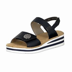 Rieker V02C8-14 Plateau Sandalen Damen Blau | 874319-YVA