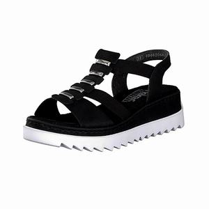 Rieker V44B5-01 Plateau Sandalen Damen Schwarz | 361972-BHJ