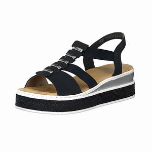 Rieker V48Y0-14 Plateau Sandalen Damen Blau | 406918-POL