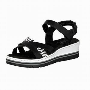 Rieker V5863-00 Plateau Sandalen Damen Schwarz | 753081-RGY