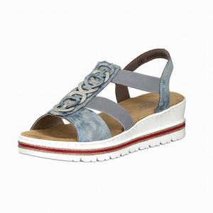 Rieker V58Y2-12 Plateau Sandalen Damen Blau | 369745-RLC