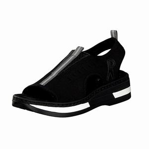 Rieker V59B5-00 Plateau Sandalen Damen Schwarz | 749102-SFC