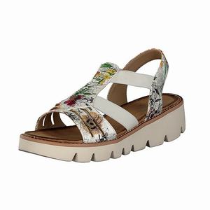 Rieker V7371-90 Plateau Sandalen Damen Weiß | 240563-HIQ