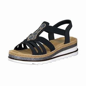 Rieker V79G8-14 Plateau Sandalen Damen Blau | 194673-JBA