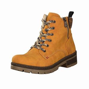 Rieker Y7444-69 Schnürstiefel Damen Gelb | 526904-YKJ