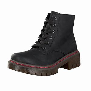 Rieker Y8740-00 Schnürstiefel Damen Schwarz | 936147-PAZ