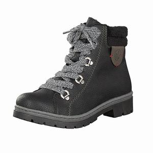 Rieker Y9408-01 Schnürstiefel Damen Schwarz | 689574-RVY