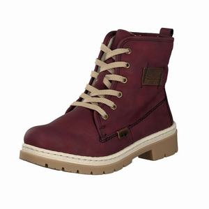 Rieker Y9410-35 Schnürstiefel Damen Rot | 589716-MNH